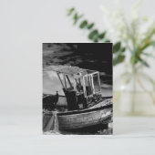 ヴィンテージ魚釣りボート。 ポストカード (スタンド正面)