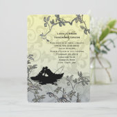 ヴィンテージ魚釣りラバーズツリーブルーイエロー結婚ズ 招待状 (スタンド正面)