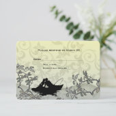 ヴィンテージ魚釣りラバーズツリーブルーイエローRSVP 出欠カード (スタンド正面)