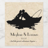 ヴィンテージ魚釣りラバーズボートワインラベル ワインラベル (シングルラベル)