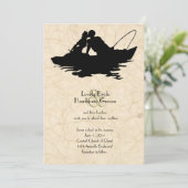 ヴィンテージ魚釣りラバーズボート結婚式招待状 招待状 (スタンド正面)
