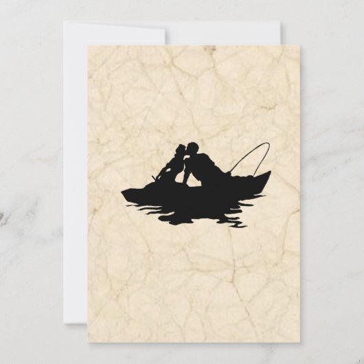 ヴィンテージ魚釣りラバーズボート結婚式招待状 招待状 (裏面)