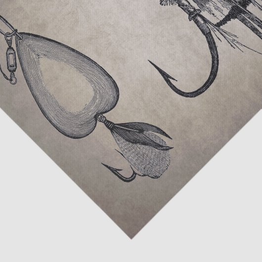 ヴィンテージ魚釣りルアオンセピアの切り離 薄葉紙 (詳細)