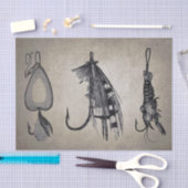 ヴィンテージ魚釣りルアオンセピアの切り離 薄葉紙 (クラフト)