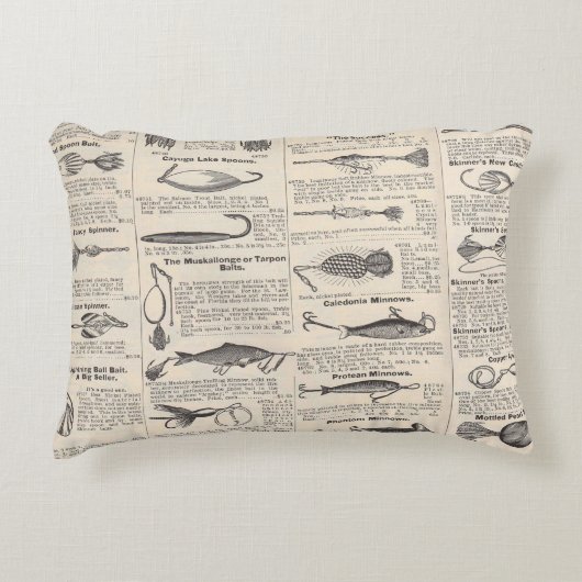 ヴィンテージ魚釣りルアー：アンティーク1900年代の漁師 アクセントクッション (正面)