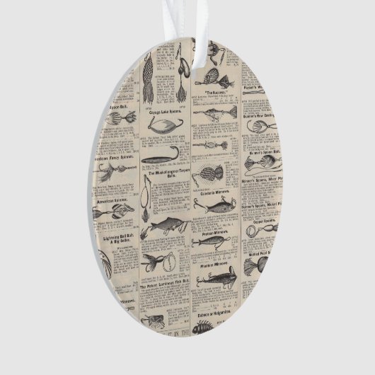 ヴィンテージ魚釣りルアー:アンティーク1900年代の漁師 オーナメント (正面)