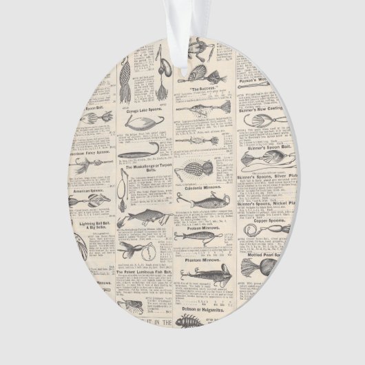 ヴィンテージ魚釣りルアー:アンティーク1900年代の漁師 オーナメント (正面)