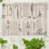 ヴィンテージ魚釣りルアー：アンティーク1900年代の漁師 キッチンタオル (折り畳み)