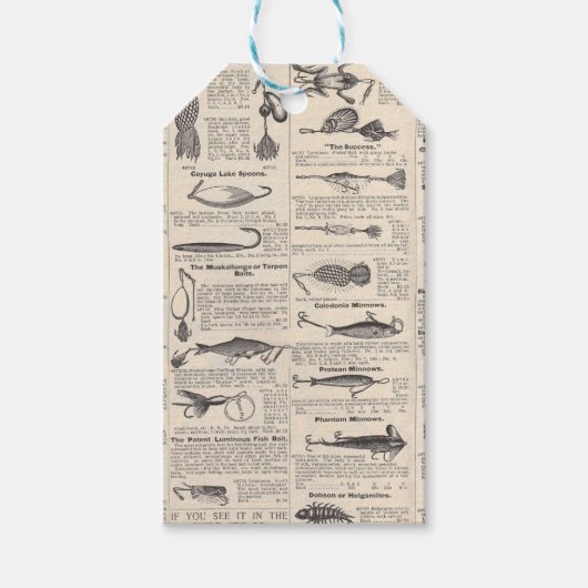 ヴィンテージ魚釣りルアー：アンティーク1900年代の漁師 ギフトタグ (正面)