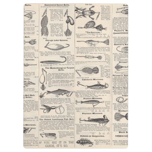 ヴィンテージ魚釣りルアー:アンティーク1900年代の漁師 クリップボード (裏面)