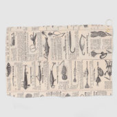 ヴィンテージ魚釣りルアー：アンティーク1900年代の漁師 ゴルフタオル (横)