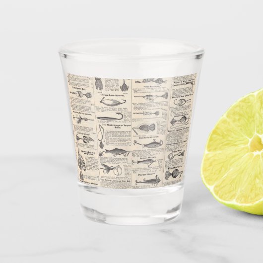 ヴィンテージ魚釣りルアー：アンティーク1900年代の漁師 ショットグラス (正面)