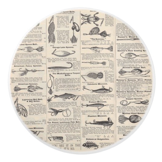 ヴィンテージ魚釣りルアー：アンティーク1900年代の漁師 セラミックノブ (正面)