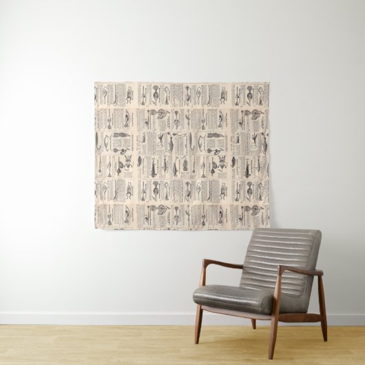 ヴィンテージ魚釣りルアー：アンティーク1900年代の漁師 タペストリー (インサイチュ(横))