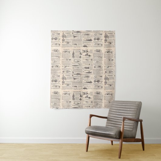 ヴィンテージ魚釣りルアー：アンティーク1900年代の漁師 タペストリー (インサイチュ)