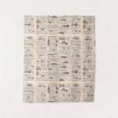 ヴィンテージ魚釣りルアー：アンティーク1900年代の漁師 タペストリー (正面)