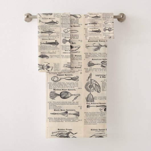 ヴィンテージ魚釣りルアー:アンティーク1900年代の漁師 バスタオルセット (インサイチュ)