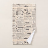 ヴィンテージ魚釣りルアー:アンティーク1900年代の漁師 バスタオルセット (ハンドタオル)