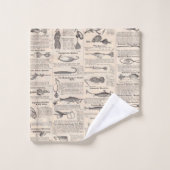 ヴィンテージ魚釣りルアー:アンティーク1900年代の漁師 バスタオルセット (ウォッシュタオル)