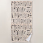 ヴィンテージ魚釣りルアー:アンティーク1900年代の漁師 ビーチタオル (正面)