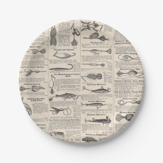 ヴィンテージ魚釣りルアー：アンティーク1900年代の漁師 ペーパープレート (正面)