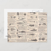 ヴィンテージ魚釣りルアー:アンティーク1900年代の漁師 ポストカード (正面/裏面)