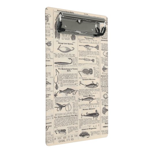 ヴィンテージ魚釣りルアー:アンティーク1900年代の漁師 ミニクリップボード (アングル)