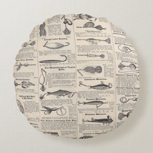 ヴィンテージ魚釣りルアー:アンティーク1900年代の漁師 ラウンドクッション (正面)