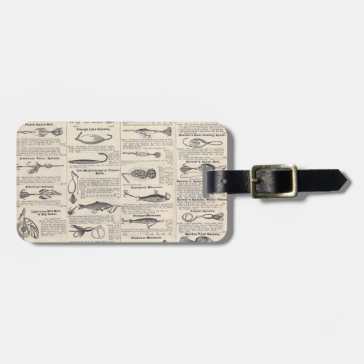 ヴィンテージ魚釣りルアー:アンティーク1900年代の漁師 ラゲッジタグ (正面横)