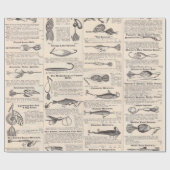 ヴィンテージ魚釣りルアー:アンティーク1900年代の漁師 ラッピングペーパー (フラット)