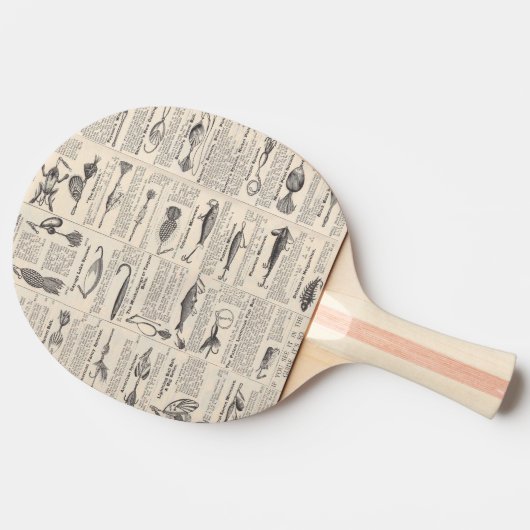 ヴィンテージ魚釣りルアー:アンティーク1900年代の漁師 卓球ラケット (横)