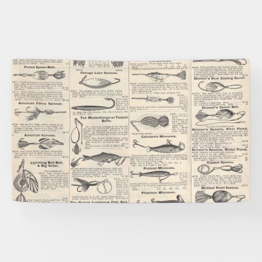 ヴィンテージ魚釣りルアー:アンティーク1900年代の漁師 横断幕 (横)