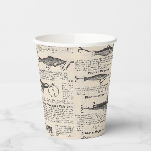 ヴィンテージ魚釣りルアー:アンティーク1900年代の漁師 紙コップ (左)