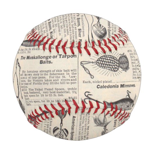 ヴィンテージ魚釣りルアー：アンティーク1900年代の漁師 野球ボール (正面)