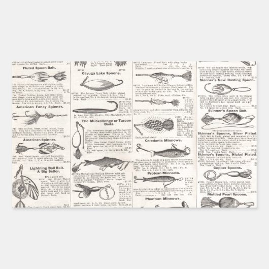 ヴィンテージ魚釣りルアー：アンティーク1900年代の漁師 長方形シール (正面)