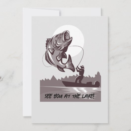 ヴィンテージ魚釣りレイクフィッシャーマン50誕生日 招待状 (裏面)