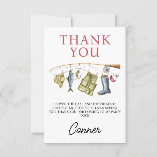 ヴィンテージ魚釣りロッドO – フィッシュアリオン誕生日 サンキューカード (正面)