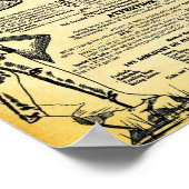 ヴィンテージ魚釣り店舗とタックルプリント ポスター (角)