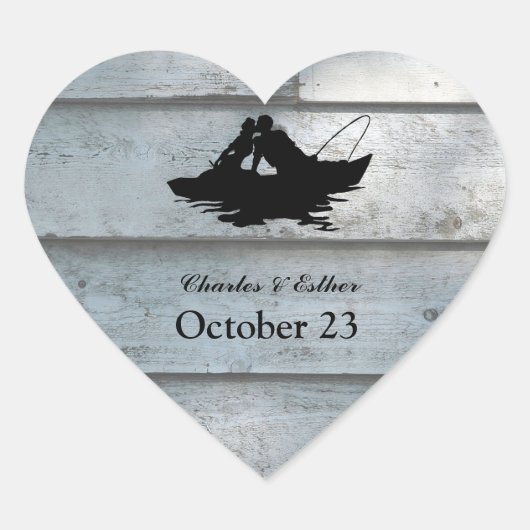 ヴィンテージ魚釣り愛好家ウッドハートシール ハートシール (正面)