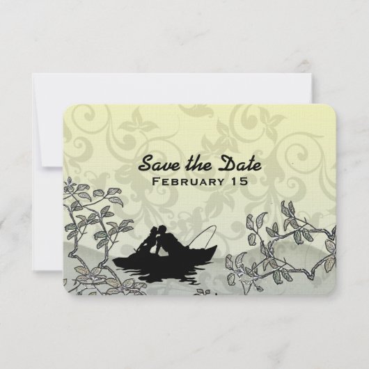 ヴィンテージ魚釣り愛好家ブルーイエローザデイト 招待状 (正面)