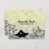 ヴィンテージ魚釣り愛好家ブルーイエローザデイト 招待状 (正面/裏面)