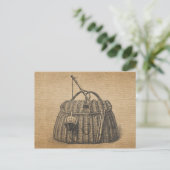 ヴィンテージ魚釣り用具箱はがき ポストカード (スタンド正面)