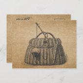 ヴィンテージ魚釣り用具箱はがき ポストカード (正面/裏面)