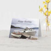 ヴィンテージ魚釣り船 カード (黄色い花)