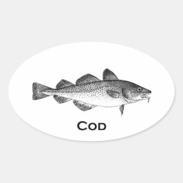 ヴィンテージ魚釣り – タラ 楕円形シール