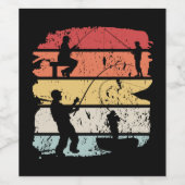 ヴィンテージ魚釣り ワインラベル (シングルラベル)