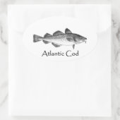 ヴィンテージ魚釣り – 大西洋産タラ 楕円形シール (バッグ)