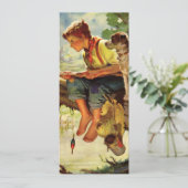 ヴィンテージ魚釣り、彼の子犬とワームの少年 (スタンド正面)