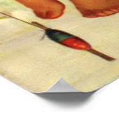 ヴィンテージ魚釣り、彼の子犬とワームの少年 ポスター (角)