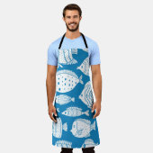 ヴィンテージ魚:装飾イラストレーションセット。 エプロン (着用した状態)